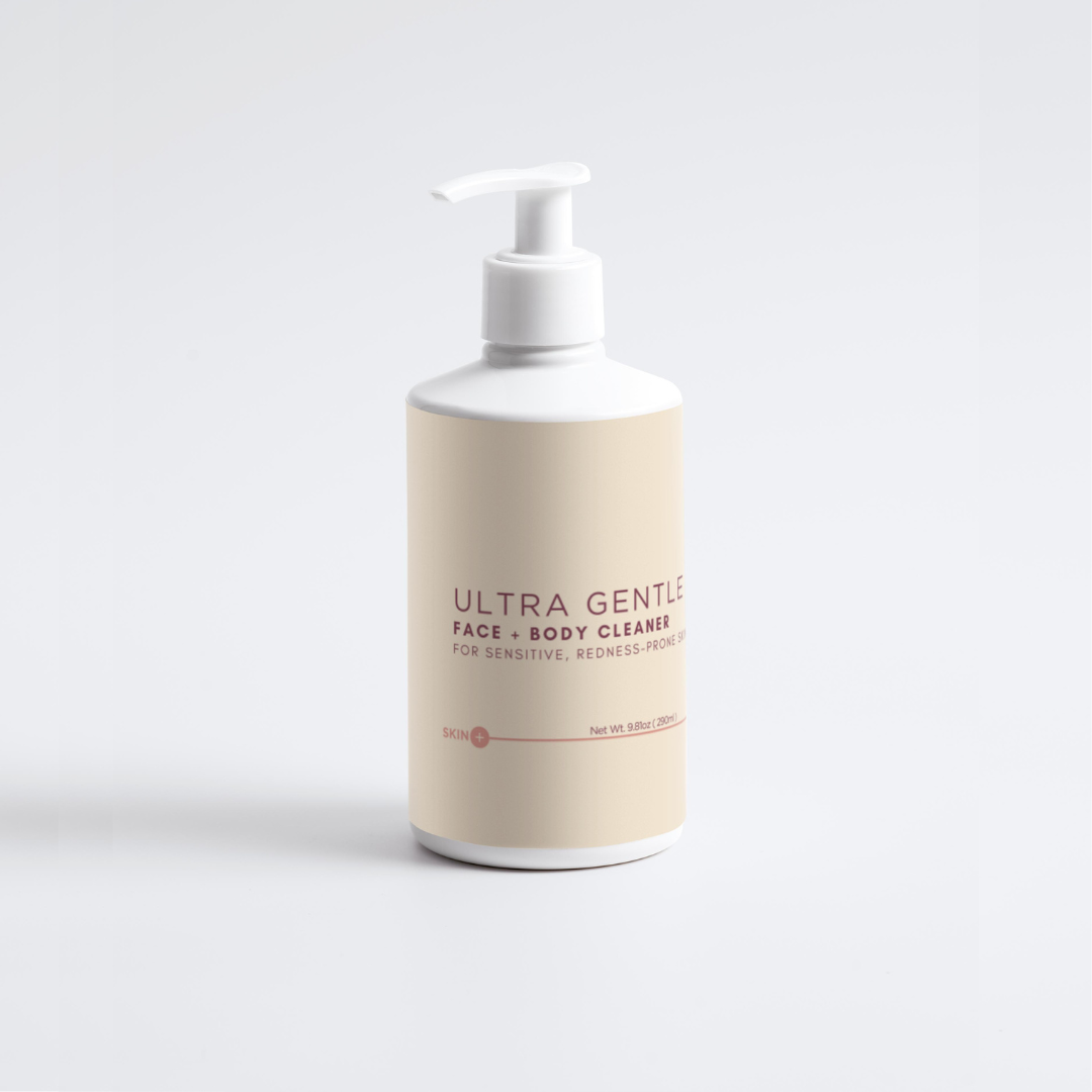 Ultra Gentle Face & Body Cleanser bottle on a light gray background